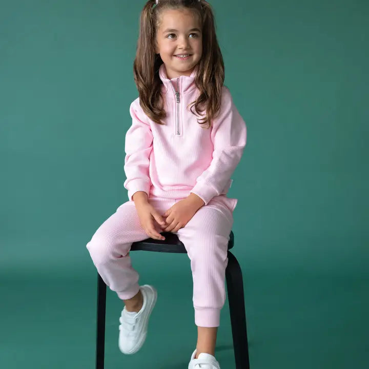 Girls’ Pink Two-Piece Tracksuit Set