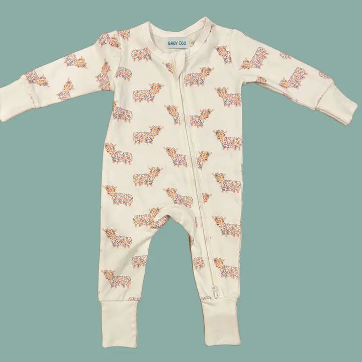 Baby Coo Animal Print Zip Sleepsuit