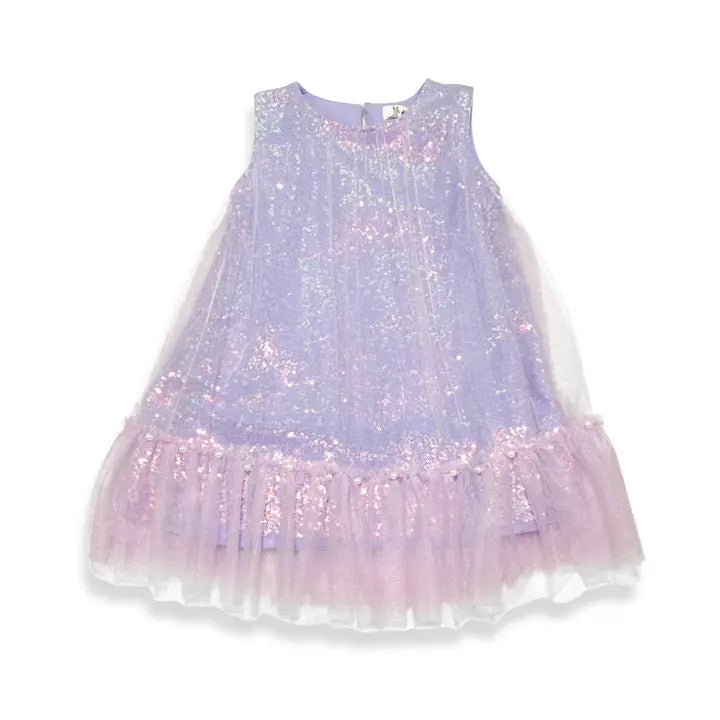 Girls’ Lilac Sequin Tulle Party Dress – Age 4 Years