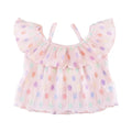 Girls Frill-Sleeve Multicolour Spot Top.