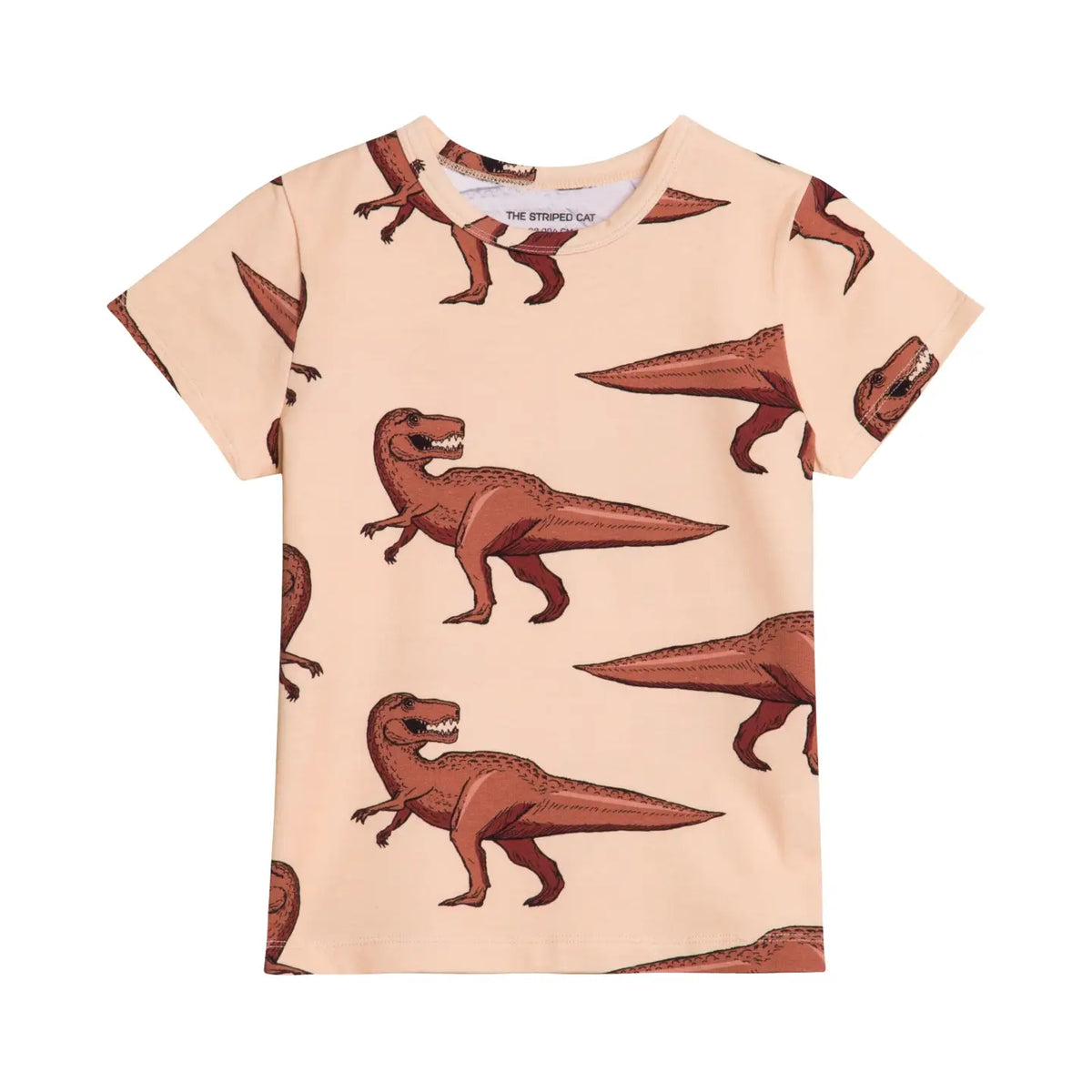 Kids’ Peach Organic Cotton T-Rex Print T-Shirt