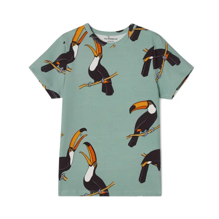 Kids’ Pale Green Organic Cotton Toucan Print T-Shirt
